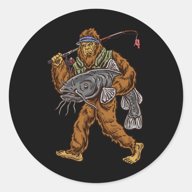 Catfish Bigfoot Jagd Runder Aufkleber (Vorderseite)