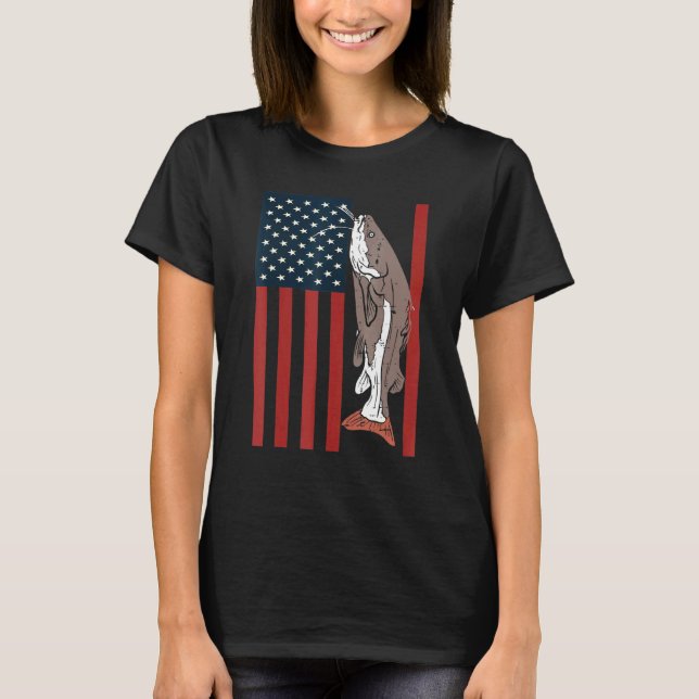 Catfish Fish Fish Patriotic Catfish American T-Shirt (Vorderseite)