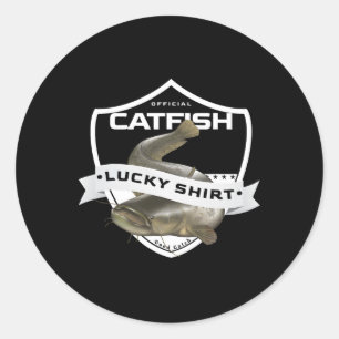 Catfish Glücksshirt Lustiges Zubehör für Catfish F Runder Aufkleber