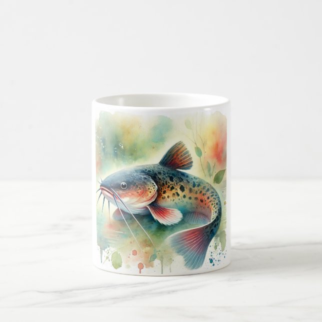Catfish in Watercolor Art 170724AREF129 - Watercol Kaffeetasse (Mittel)