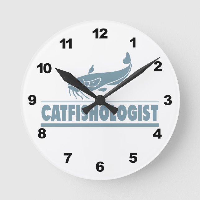 Catfishing Runde Wanduhr (Vorderseite)