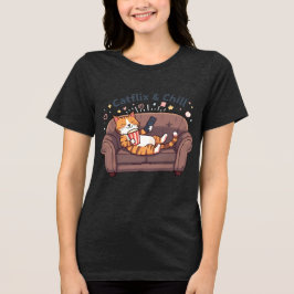 Catflix and Chill Funny Cat Art Tri-Blend Shirt