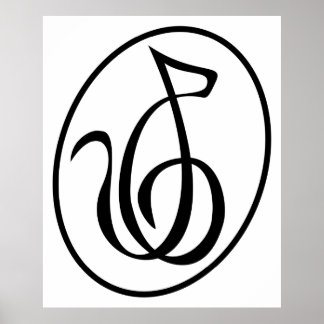 Catgut Strings Art Deco Treble Clef Logo Wand an W Poster