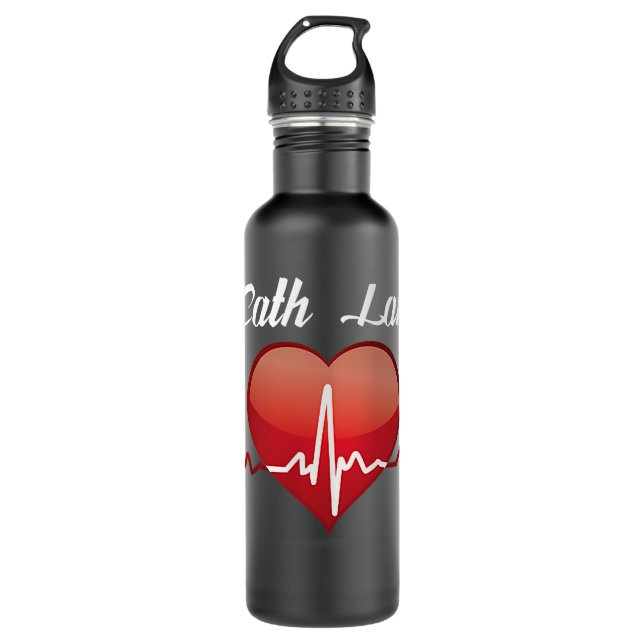 Cath Lab Nurse Heart Heartbeat Love Cardiac Care s Edelstahlflasche (Vorderseite)