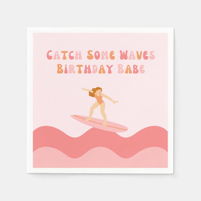 Cath some Waves Birthday Babe Napkins Serviette (Vorderseite)