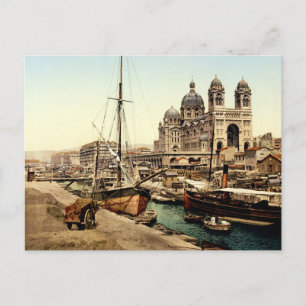 Cathedral & Quay de la Joliette, Marseille, Frankr Postkarte