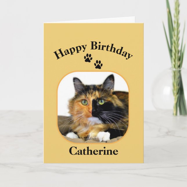 Catherine Calico Cat Happy Birthday Karte (Vorderseite)