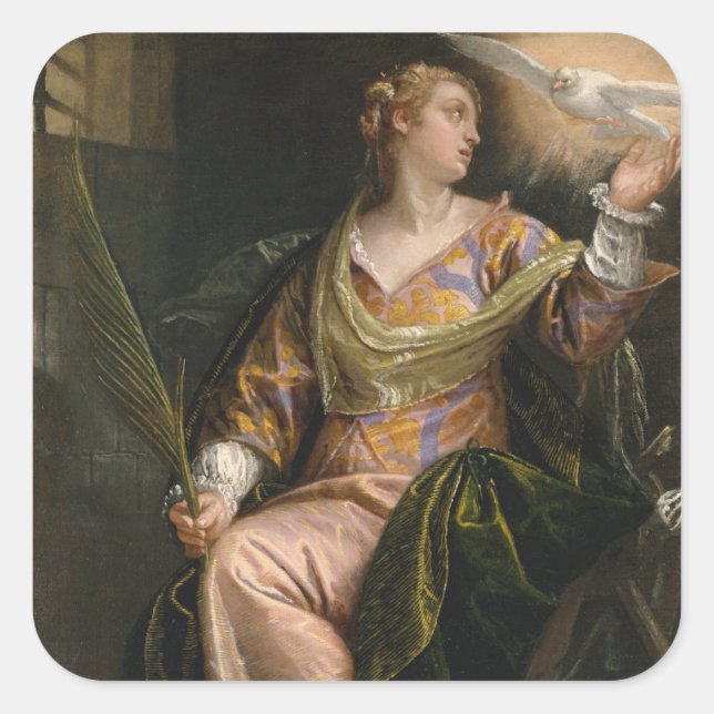 Catherine von Alexandria im Gefängnis Quadratischer Aufkleber (Vorderseite)