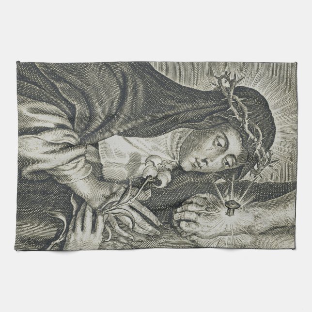 Catherine von Siena Geschirrtuch (Horizontal)