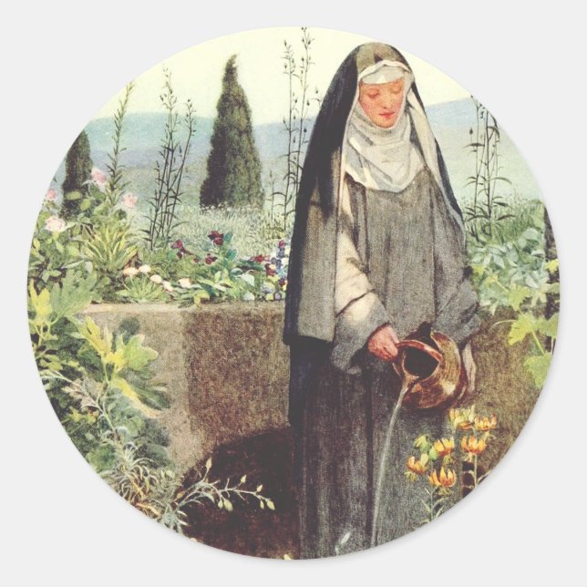 Catherine von Siena Runder Aufkleber (Vorderseite)
