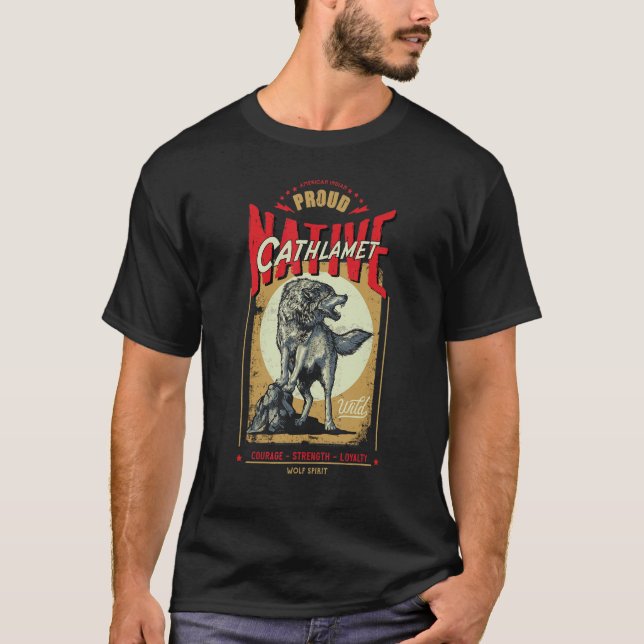 Cathlamet Native American Indian Born Wolf Geist  T-Shirt (Vorderseite)