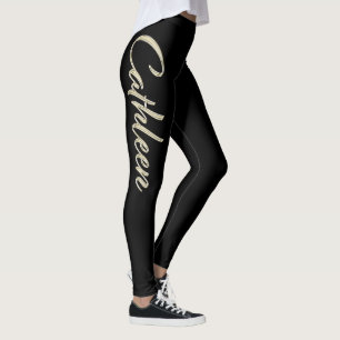 Cathleen white gold Handwriting Hose Leggings