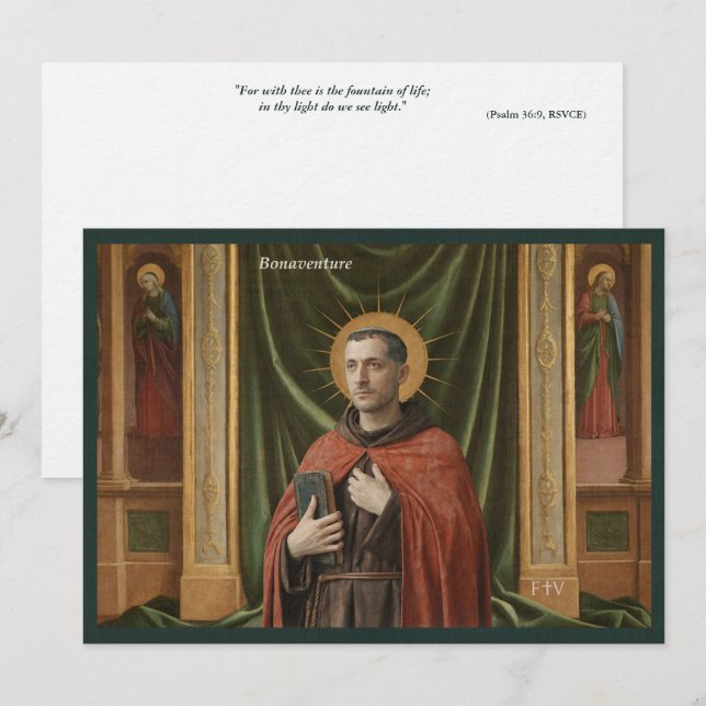 Catholic Art Holy Card | Saint Bonaventure Einladung (Vorne/Hinten)