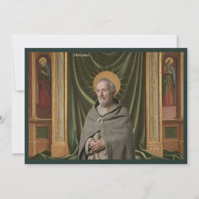 Catholic Art Holy Card | Saint Deicolus of Lure Einladung (Vorderseite)