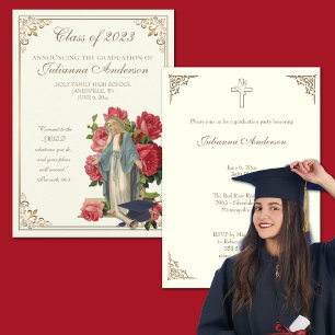 Catholic Classic Elegant Religious Graduation Inv Einladung