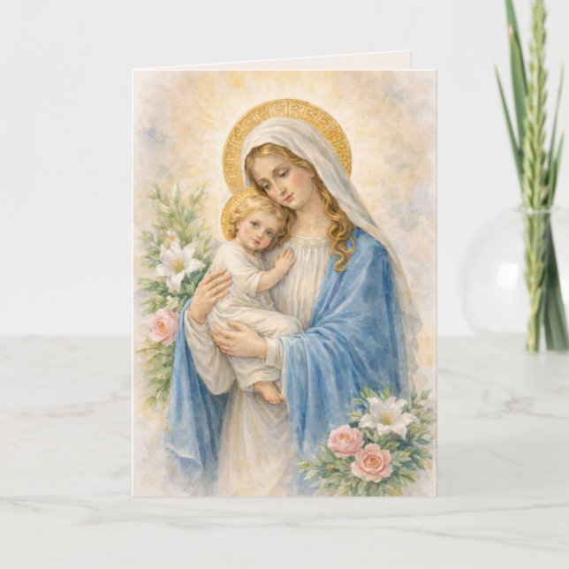 Catholic Mary and Jesus Religious Birthday Card Karte (Vorderseite)