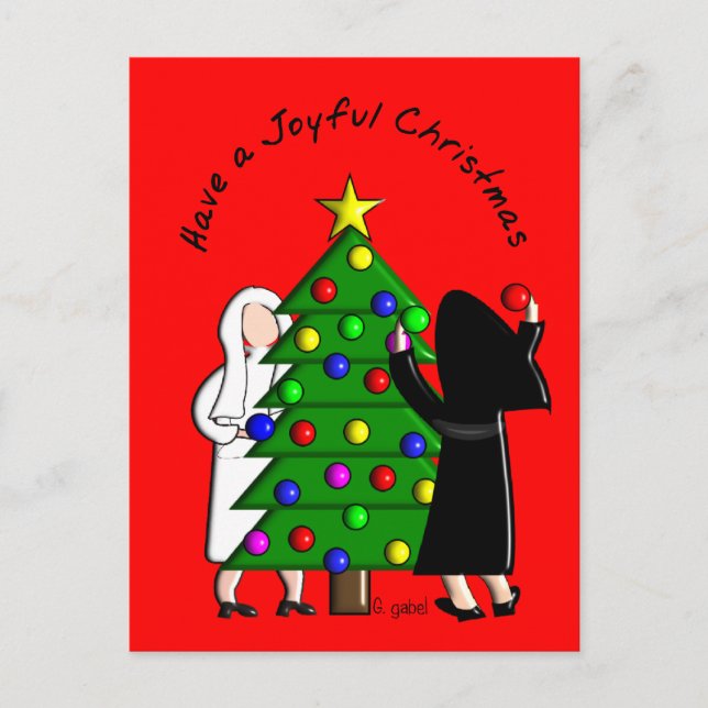 Catholic Nun Art Christmas Cards & Gifts Feiertagspostkarte (Vorderseite)