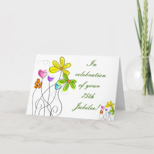Catholic Nun Diamond 75. Jubilee Floral Card Karte
