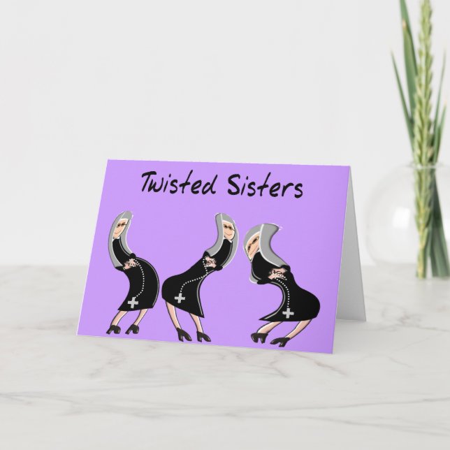 Catholic Nun Gifts "Twisted Sisters" Design Karte (Vorderseite)