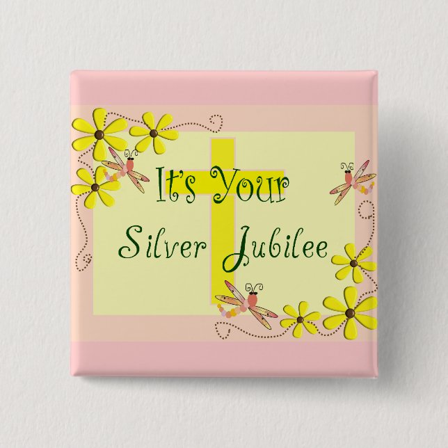 Catholic Nun Silver Jubilee Cards, Tasse, Tragetas Button (Vorderseite)