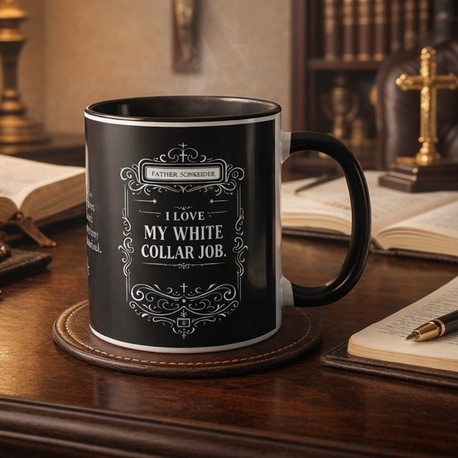 Catholic Priest Black Clergy Collar Religious Mug Tasse (Von Creator hochgeladen)