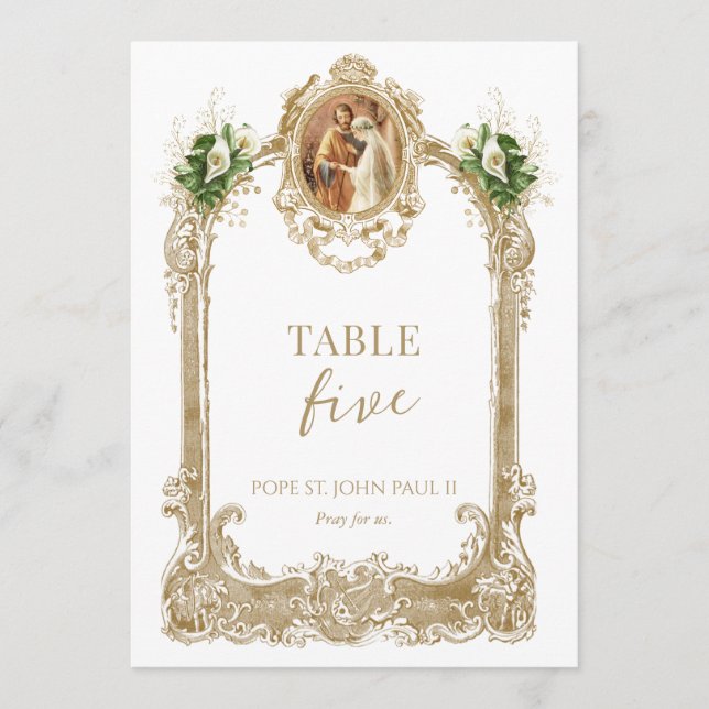 Catholic Saint Wedding Table Number  Einladung (Vorderseite)