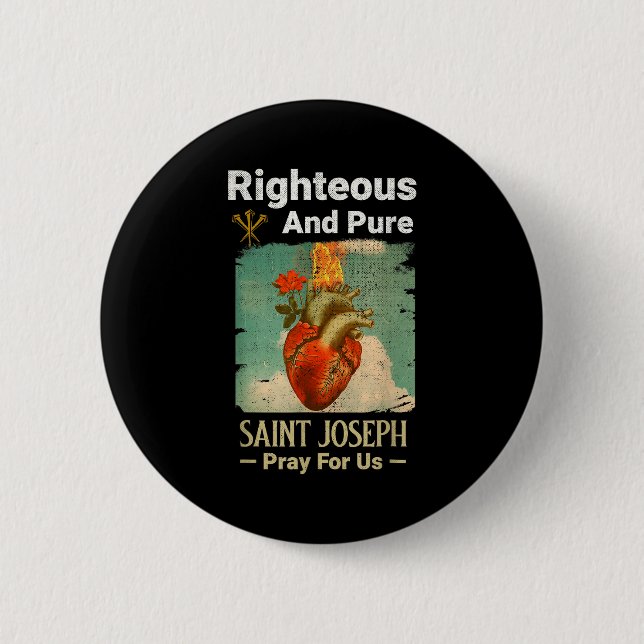 Catholic St. Joseph, Patron Saint Of Fathers, Pray Button (Vorderseite)