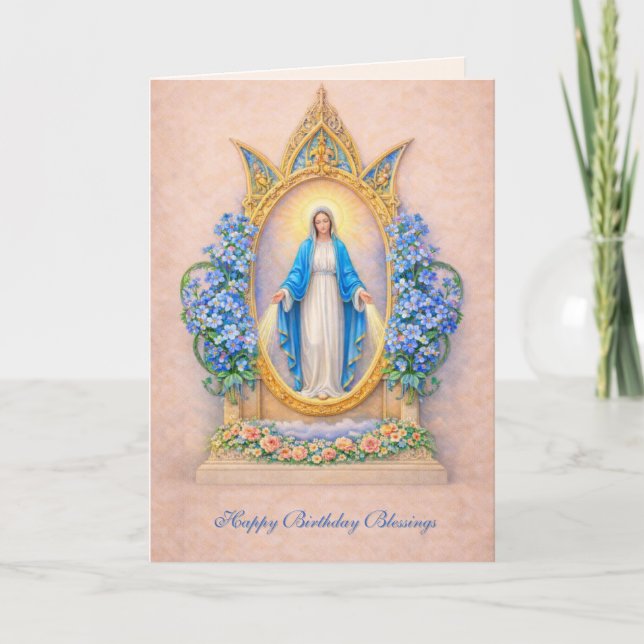 Catholic Virgin Mary Floral Birthday Card Karte (Vorderseite)
