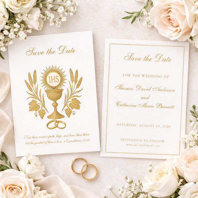 Catholic Wedding Elegant Save the Date (Von Creator hochgeladen)
