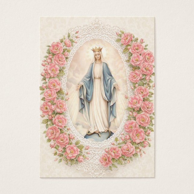 Catholic Wedding Floral Marian Prayer Cards (Vorderseite)