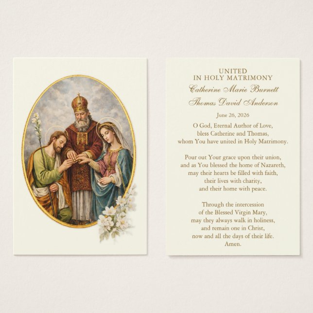 Catholic Wedding Prayer Card Betrothal  (Vorne & Hinten)