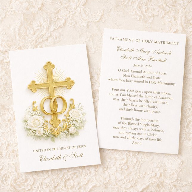 Catholic Wedding Prayer Card  Gold Cross (Von Creator hochgeladen)
