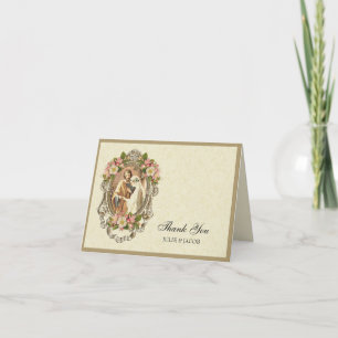 Catholic Wedding Vintage Cherry Blossoms Religious Dankeskarte