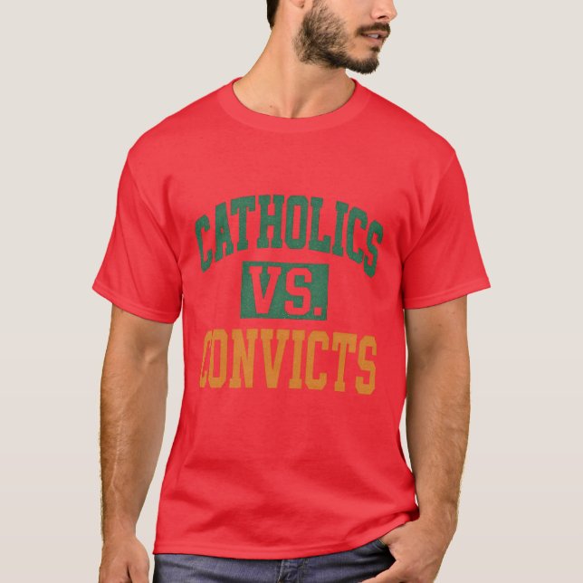 Catholics Vs. Convicts Retro Distressed Style 1988 T-Shirt (Vorderseite)