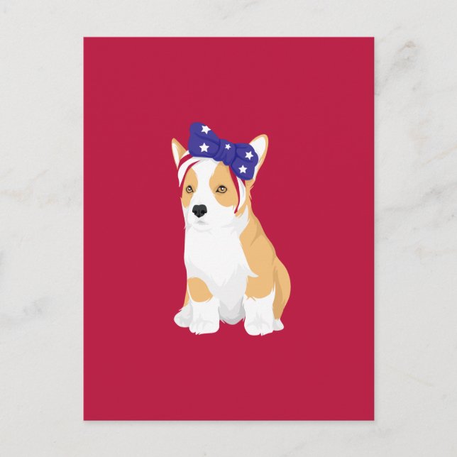 Cathy The Patriotic American 4. Juli Corgi Postkarte (Vorderseite)