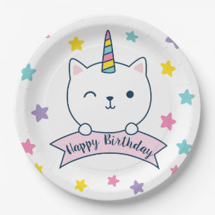 Caticorn Alles Gute zum Geburtstag Pappteller