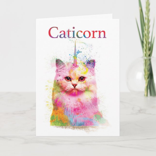 Caticorn Birthday Karte (Vorderseite)