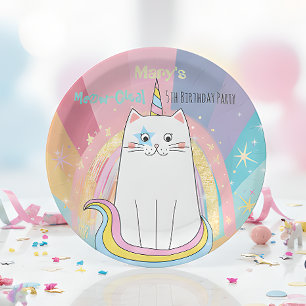Caticorn Cat Meow-Gical Birthday Kid Pappteller