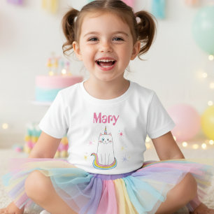 Caticorn Cat Meow-Gical Girl Kindername T - Shirt