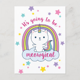 Caticorn | Einladung auf Postkarte | weiß
