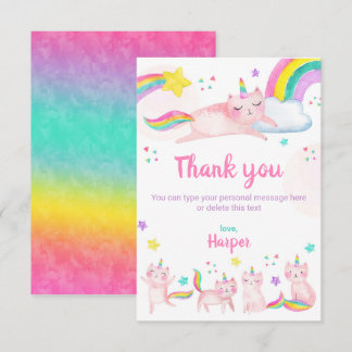 Caticorn Geburtstag Personalisiert Danke Karte