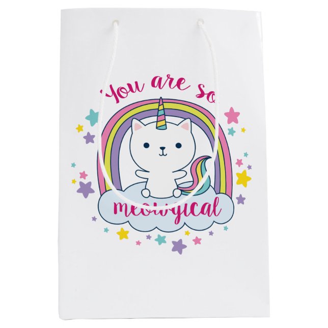 Caticorn | Geschenktasche | Goodie Bag | weiß Mittlere Geschenktüte (Vorderseite)
