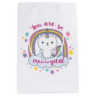 Caticorn  Geschenktasche  Goodie-Tasche  weiß Mittlere Geschenktüte