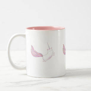 Caticorn im Flug Zweifarbige Tasse