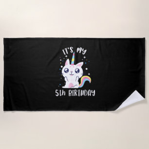 Caticorn Kawaii Katze Einhorn Alter 5 T-Shirt Strandtuch