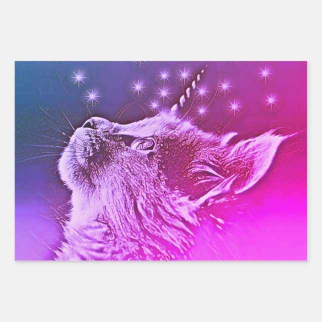 Caticorn Magical Unicorn Cat Anpassbar Geschenkpapier Set (Vorderseite)