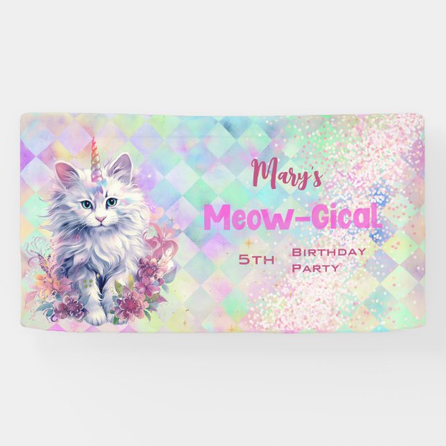 Caticorn Meow Gical Birthday Banner (Horizontal)