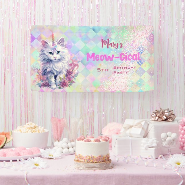 Caticorn Meow Gical Birthday Banner (Party)