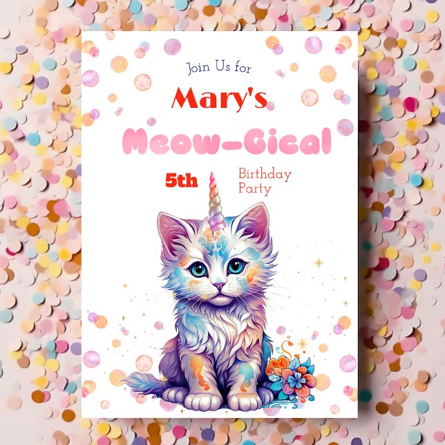 Caticorn Meow Gical Birthday Einladung (Von Creator hochgeladen)