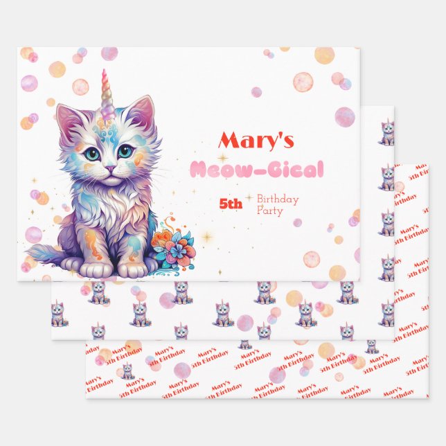 Caticorn Meow Gical Birthday Geschenkpapier Set (Set)